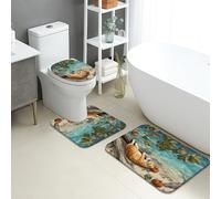Juego de tapetes de baño de otoño, acogedores, antideslizantes, antideslizantes, decorativas, de espuma viscoelástica, de secado rápido, diseño de gato naranja