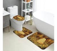 Juego de tapetes de baño otoñales de 3 piezas, diseño de fantasmas del bosque, absorbentes, antideslizantes, en forma de U, lavables, inspirados en la naturaleza, de espuma viscoelástica
