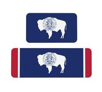 Juego de tapetes de cocina con estampado de bandera del estado de Wyoming, para varios espacios interiores y exteriores