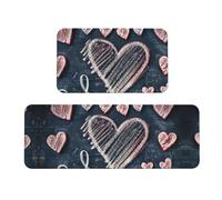Juego de tapetes de cocina con estampado "I Love You Words with Hearts" para suelo, juego de alfombras de cocina, para varios espacios interiores y exteriores