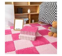Juego de tapetes de espuma de felpa de 30 x 30 x 1 cm, suaves y entrelazados, con borde, alfombra de escalada antideslizante for sala de juegos y gimnasio en casa, lavable a máquina.(+Rose Red,8pcs)