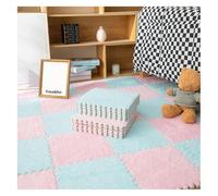 Juego de tapetes de espuma de felpa de 30 x 30 x 1 cm, suaves y entrelazados, con borde, alfombra de escalada antideslizante for sala de juegos y gimnasio en casa, lavable a máquina.(Light Blue+,6pcs)