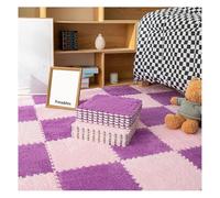 Juego de tapetes de espuma de felpa de 30 x 30 x 1 cm, suaves y entrelazados, con borde, alfombra de escalada antideslizante for sala de juegos y gimnasio en casa, lavable a máquina.(+Purple,4pcs)
