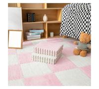 Juego de tapetes de espuma de felpa de 30 x 30 x 1 cm, suaves y entrelazados, con borde, alfombra de escalada antideslizante for sala de juegos y gimnasio en casa, lavable a máquina.(+White,6pcs)