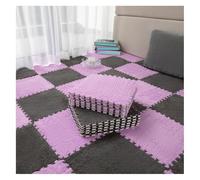 Juego de tapetes de espuma de felpa de 30 x 30 x 1 cm, suaves y entrelazados, con borde, alfombra de escalada antideslizante for sala de juegos y gimnasio en casa, lavable a máquina.(Purple+Gray,4pcs)