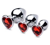 Juego de tapones anales con forma de corazón rojo