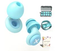 Juego de Tapones de Silicona para los Oídos + Estuche + 10 almohadillas, Tapones antirruido, Tapones para dormir, apones reutilizables ultracómodos - Reducción del ruido de 17 dB (Azul)