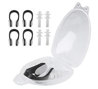 Juego de tapones para los oídos con clips suaves para la nariz, resistentes al agua, con cancelación de ruido, suministros para nadar y bucear, material de gel de sílice de alta (Negra)