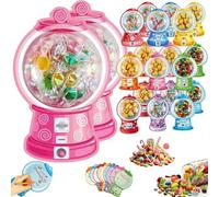 Juego de tarjetas de dulces de San Valentín con cúpula de plástico, soporte para manualidades, 18/36 tarjetas de dulces de San Valentín con diseño de máquina de chicle para intercambio de aula y