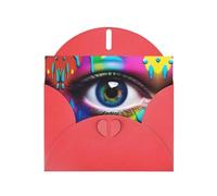 Juego de tarjetas de felicitación con estampado de lágrimas coloridas con interior en blanco, papel perla roja para cumpleaños, tarjetas de boda para invitaciones de fiesta