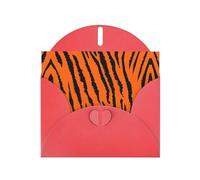 Juego de tarjetas de felicitación con estampado de leopardo tigre naranja con interior en blanco, elegantes tarjetas de notas de papel perla roja y sobres a juego