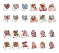 Juego de tarjetas de felicitación de pintura de diamantes, 3D DIY Diamond Christmas Blessing Greeting Best Wish Card Making Kits para familiares y amigos, regalo hecho a mano - 4 piezas-2
