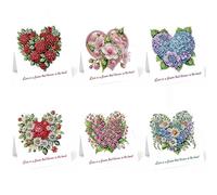 Juego de tarjetas de felicitación de pintura de diamantes, 3D DIY Diamond Christmas Blessing Greeting Best Wish Card Making Kits para familiares y amigos, regalo hecho a mano, flores-1