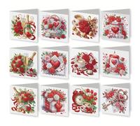 Juego de tarjetas de felicitación plegables para pintura de diamantes 5D, regalo de bendición de arte de diamantes, para manualidades de cumpleaños, Navidad, 06, rosa