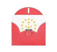 Juego de tarjetas de felicitación rojas con sobres, tarjetas en blanco con impresión de la bandera del estado de Rhode Island para cumpleaños, día de San Valentín e invitaciones de fiesta