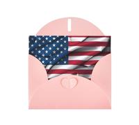 Juego de tarjetas de felicitación rosas con sobres, tarjetas en blanco con impresión de bandera estadounidense para cumpleaños, día de San Valentín e invitaciones de fiesta