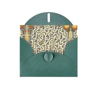 Juego de tarjetas de felicitación verde oscuro con interior en blanco, diseño de mapa del tesoro del laberinto, tarjetas de cumpleaños, boda y aniversario