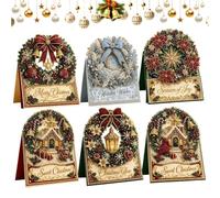 Juego de tarjetas de Navidad de perlas, tamaño plegado, con diamantes de | Arte de perlas 3D con sobres, interior en blanco para escribir mensajes, regalo para familiares, amigos, sala de estar