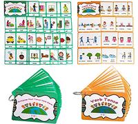 Juego de tarjetas flash irregulares de verbos pasados y verbos para niños, tarjetas de bolsillo de aprendizaje, para jardín de infantes/profesor/terapeutas de autismo herramientas