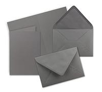 Juego de tarjetas plegables con sobres DIN B6, 115 x 170 mm, ideales para tarjetas de invitación, bodas, bautizo, comunión o confirmación, estables, aptas para impresoras, color 34-Graphit 25 Sets
