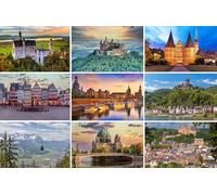 Juego de tarjetas postales Alemania: 9 tarjetas individuales/postales - Fotomotive: Frankfurt Dresden Berlin Garmisch Marburg Lübeck Neuschwanstein - fotografias, recuerdos