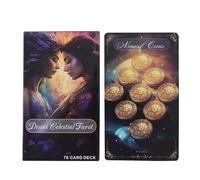 Juego de tarot celestial divino - Mazo místico, oráculo de 78 cartas para reunión de compañeros de clase, paquete astral con arte cósmico, juego de salón, placa de galaxia para contar historias