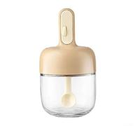 Juego de tarros de especias de vidrio a prueba de humedad con cuchara para condimentos de cocina y uso culinario, elegante solución de almacenamiento para especias frescas (marrón)