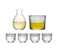 Juego de tarros de vidrio resistente al calor, juego de tarros de sake transparente/azul, para whisky, licor, vodka, cerveza, bebidas, , reuniones, hogar, bar, comedor