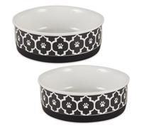 Juego de taz n y recipiente para mascotas Bone Dry Lattice Collection, tama o mediano, 6 x 2 pulgadas, color negro, 2 piezas