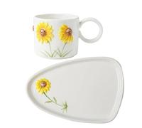 Juego de Taza de café de cerámica con Forma de Girasol y Plato de Postre, platillo para Pastel 3D novedoso, Taza de té de la Tarde con Leche, 430 ml