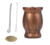 Juego de Taza de Calabaza de Acero Inoxidable, Mate Tee Set mit Strohhalmlöffel und Reinigungsbürste, Companion Pumpkin Set für Café, Milch, Holzmaserung Farbe, 8 oz