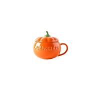 Juego de taza de calabaza de cerámica con tapa y cuchara, personalidad creativa, tendencia, calabaza mediana