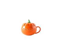 Juego de taza de calabaza de cerámica con tapa y cuchara, personalidad creativa, tendencia, calabaza pequeña