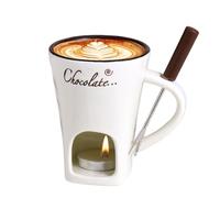 Juego de taza de fondue de té, taza de fondue de chocolate, taza para derretir olla caliente de chocolate, olla de mantequilla derretida con tenedor, olla de fusión con tenedor para accesorios de