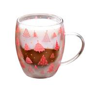 Juego de taza de Navidad, Heat Resistant Glass, Glass Christmas Cup, Red Christmas Mug, Holiday Drinkware Set, Christmas Tree Cup, Festive Glass Mug, Glass Cup Handle, Christmas Kitchenware Set