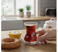 Juego de taza de té y platillo de decoración de hojas, 125 ml, cristal, transparente, para el hogar y la fiesta, hecho a mano, perfecto para fiestas de té, regalo, inauguración de la casa, boda (6