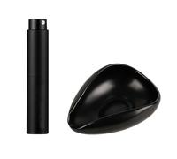 Juego de taza dosificadora de granos de café y botella de spray RDT para espresso de cerámica con volantes en forma de hoja y juego de pulverizador para reducir la estática molida del café (Black)