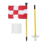 Juego de Tazas con Agujero para Bandera de Golf, portátil, Desmontable, 2 Secciones, Mini asta de Bandera Verde, Suministros de práctica para Entrenamiento en el Patio Trasero, (Cuadrícula roja