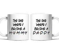 Juego de tazas con texto en inglés "The One Where I Become a Mummy and The One Where I Become a Daddy", set de regalo para mamá y papá, regalo para padres por primera vez