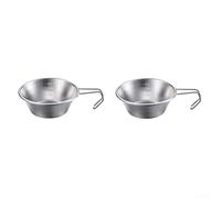 Juego de tazas de acero inoxidable adecuado para camping, mochileros, cocinar sobre el fuego, diseño compacto apilable con mango ergonómico para un fácil transporte (2)