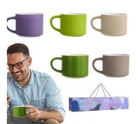 Juego de tazas de café, 5X tazas de cerámica pequeñas tazas de café, tazas de té familiares, tazas de viaje con asa, moderno para su marido, mujer