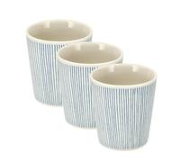 Juego de tazas de café de 3 - 200 ml Espresso Tazas sin oído - Tazas de café de cerámica azul-blanco - Tazas de capuchino con patrón de rayas y tazas de té