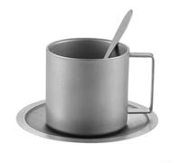 Juego de tazas de café de acero inoxidable 304 de doble capa, platillo, taza de café aislada vintage para oficina en casa, 180 ml, 200 ml, 280 ml