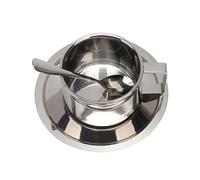 Juego de Tazas de café de Doble Pared de Acero Inoxidable, Elegante y Funcional para Oficinas, Cafeterías, Hogar, 1 Taza, 1 Cuchara, Platillo (200ML)