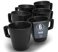 Juego de tazas de café de gres para 6, diseño Manhattan, color negro mate
