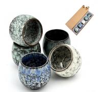 Juego de Tazas de Café Espresso, 5 Piezas de Cerámica, Tazas de Espresso de 100 ml, Juego de Tazas de Té de Cerámica, Sin Asa, para Moca, Macchiato, Regalo para Hombres y Mujeres
