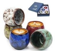 Juego de Tazas de Café Espresso, 5 Piezas de Cerámica, Tazas de Espresso de 110 ml, Tazas de Espresso de Pared Gruesa, Sin Asa, para Moca, Macchiato, Té, Regalo para Hombres y Mujeres