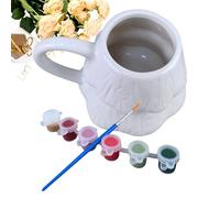 Juego de tazas de cerámica blanca para manualidades - Paint Your Own Coffee Mug Set | 1 juego de tazas en blanco, actividad de pintura creativa para niños, adultos, cumpleaños, fiestas, fiestas en