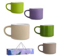 Juego de tazas de cerámica, juego de tazas | 5X tazas de cerámica pequeñas tazas de café,Tazas de té familiares, tazas de beber, taza de viaje con asa, taza de café moderna para su