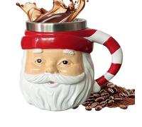 Juego de tazas de Navidad, Santa Design Drinkware, 5,1 x 3,93 x 3,93 pulgadas, 250 ml, acero inoxidable, Vintage Holiday Cup for Hot Chocolate, Kitchen, Birthday Gift, Girls, Women